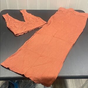 Sincerely Jules Terracotta Ribbed Skirt Set